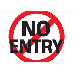 No Entry Stickers Vinyl Red,Black On White 145mmx205mm